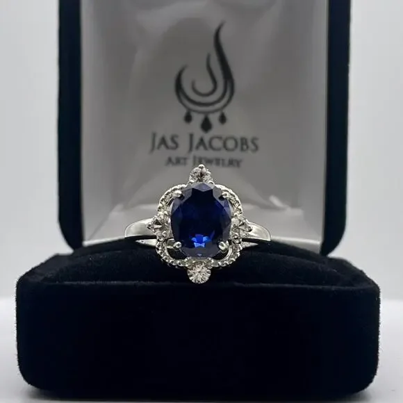 Beautiful 3.5ctw Oval Cut Lab Grown Sapphire Ring Size 7